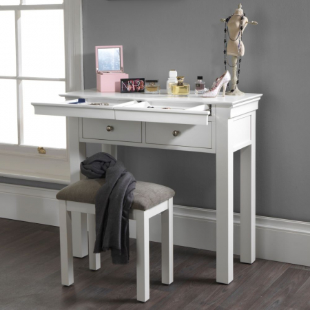 Jolie White Dressing Table with Stool
